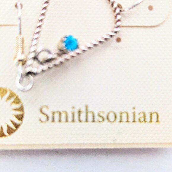 Silver and Turquois Drop Earrings from The Smithsonian, great for any event! - Picture 3 of 3